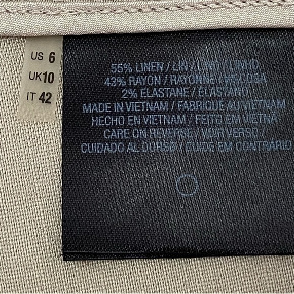 TAHARI / "Wes" Khaki Linen Blend Wide Leg Pants Size 6 - Picture 4 of 15